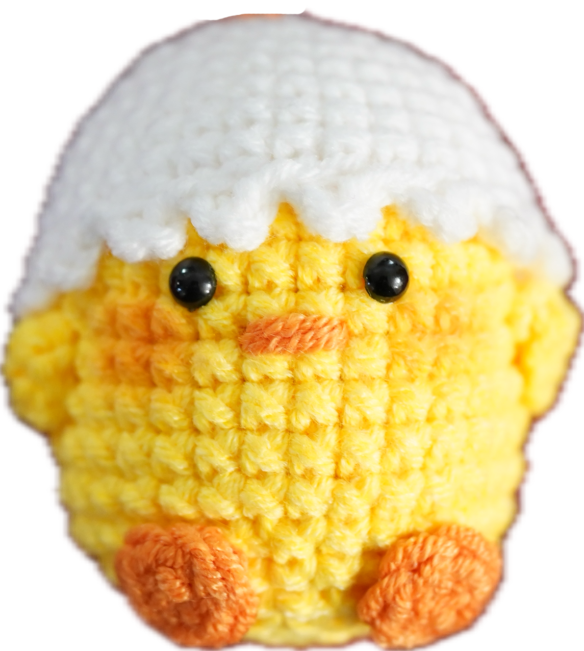 A-017 CHICK WITH EGGSHELL HAT CROCHET KEYCHAIN