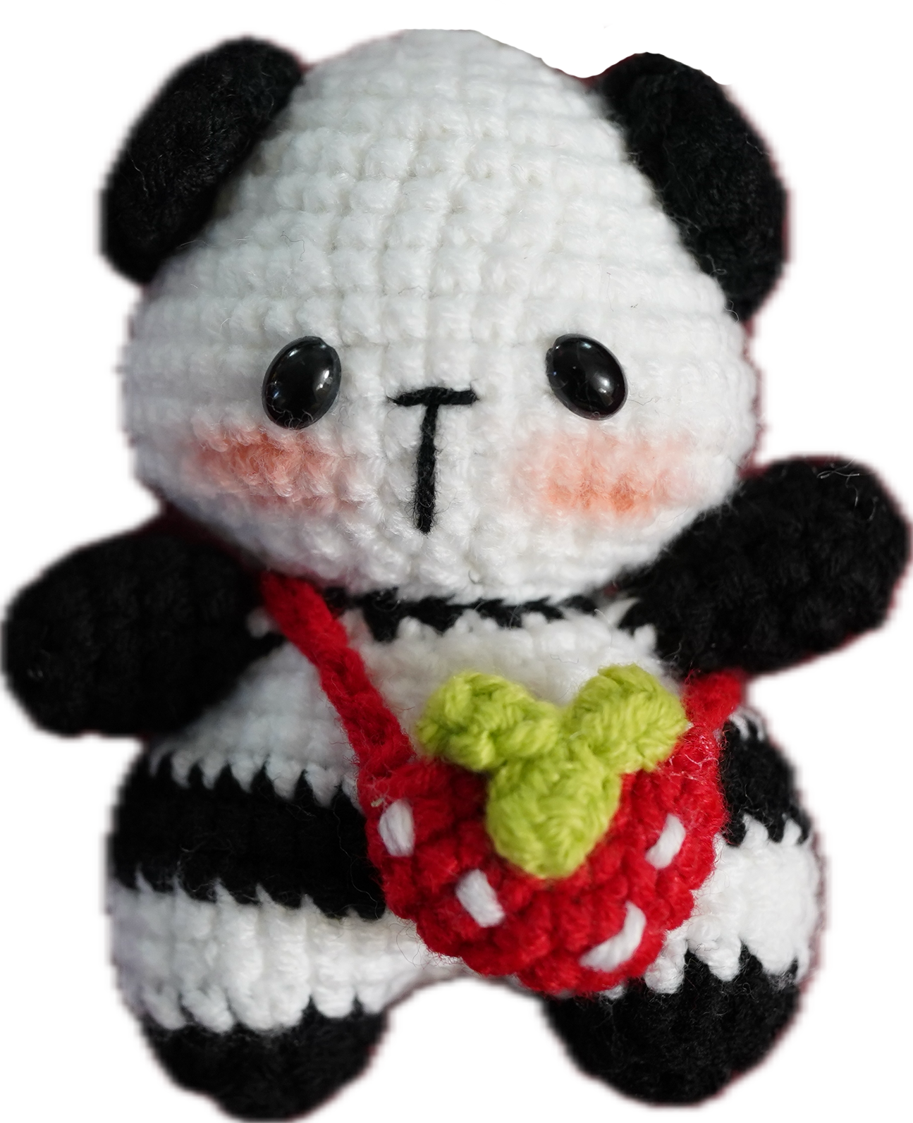 A-016 PANDA WITH STRAWBERRY CROSSBODY BAG CROCHET KEYCHAIN