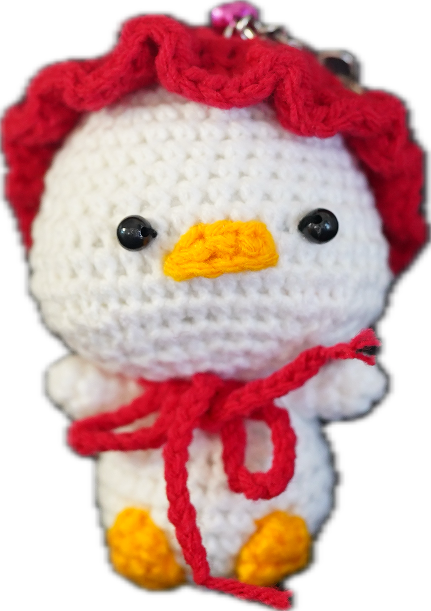 A-009 DUCK WITH HAT CROCHET KEYCHAIN