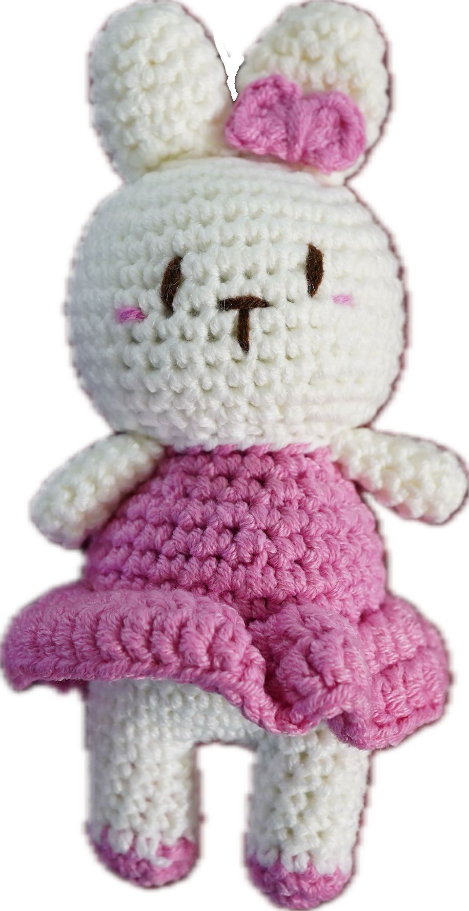 A-011 BUNNY WITH BOW & DRESS CROCHET KEYCHAIN