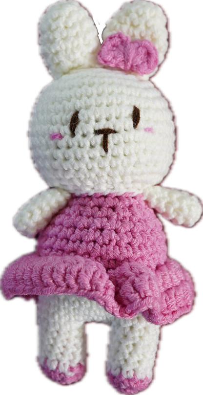 A-011 BUNNY WITH BOW & DRESS CROCHET KEYCHAIN