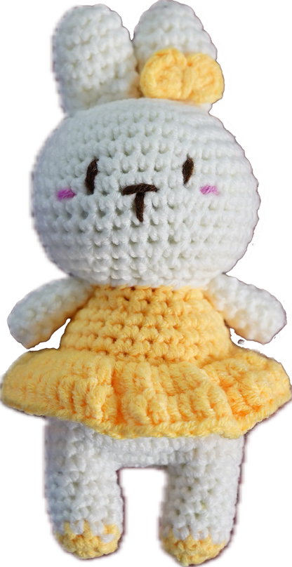 A-011 BUNNY WITH BOW & DRESS CROCHET KEYCHAIN