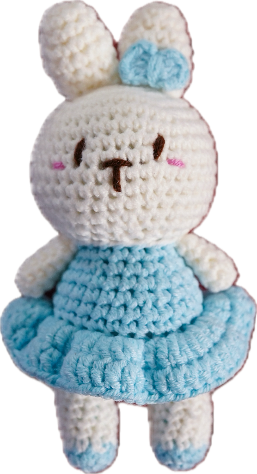 A-011 BUNNY WITH BOW & DRESS CROCHET KEYCHAIN