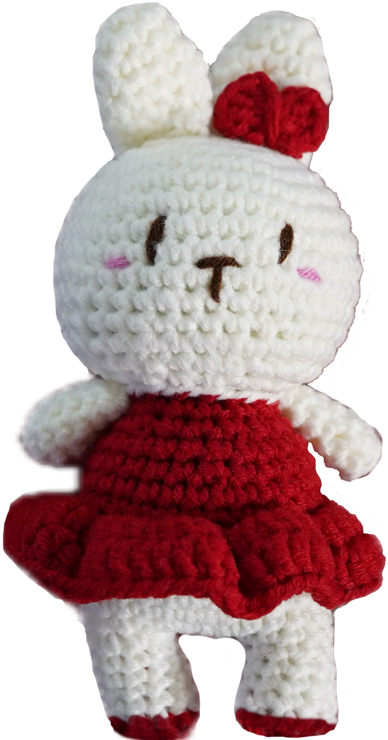 A-011 BUNNY WITH BOW & DRESS CROCHET KEYCHAIN