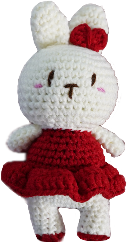 A-011 BUNNY WITH BOW & DRESS CROCHET KEYCHAIN
