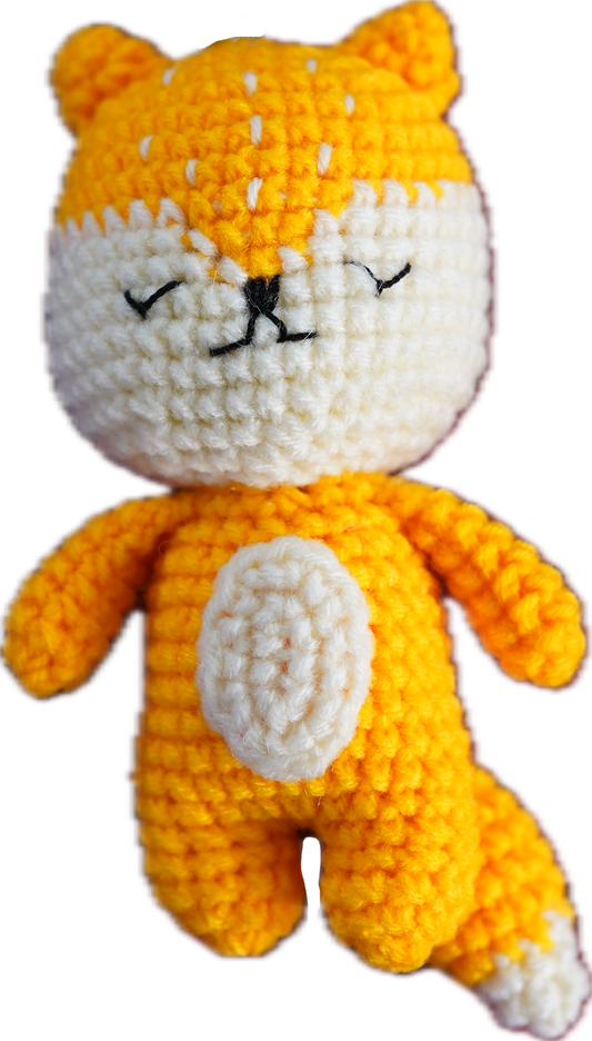 A-020 SLEEPY FOX CROCHET KEYCHAIN