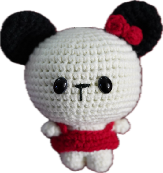 A-016 BEAR WITH BOW & DRESS CROCHET KEYCHAIN