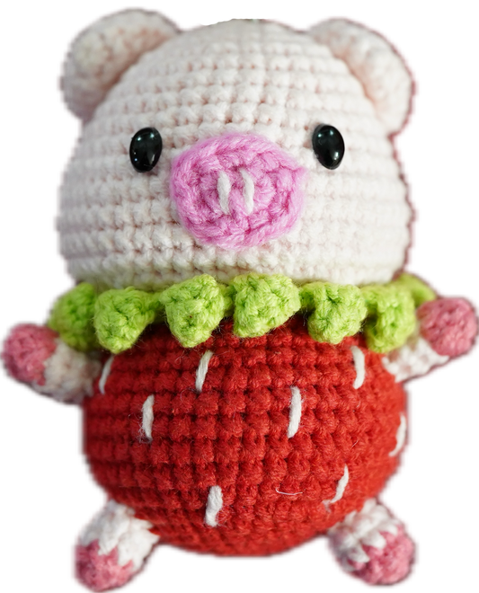 A-026 STRAWBERRY PIG CROCHET KEYCHAIN