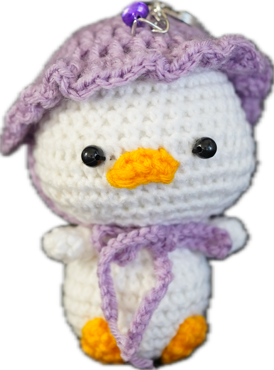 A-009 DUCK WITH HAT CROCHET KEYCHAIN