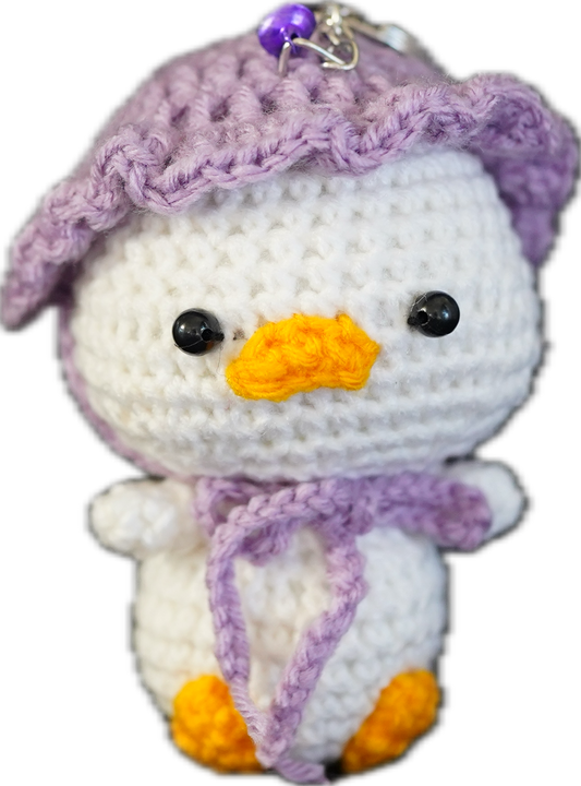 A-009 DUCK WITH HAT CROCHET KEYCHAIN
