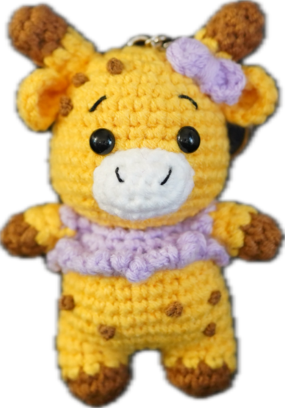 A-013 GIRAFFE WITH BOW CROCHET KEYCHAIN