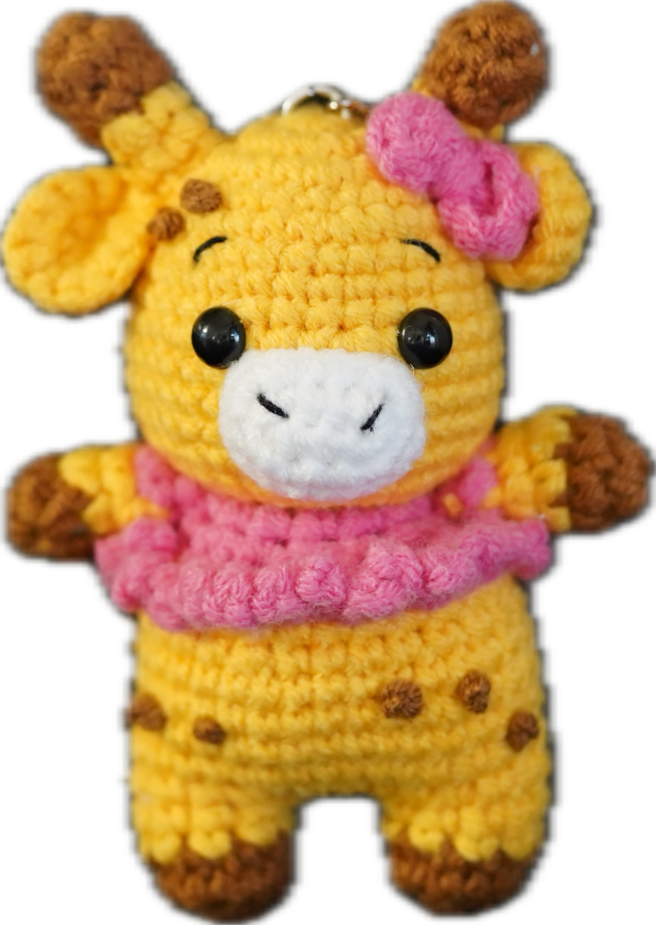 A-013 GIRAFFE WITH BOW CROCHET KEYCHAIN