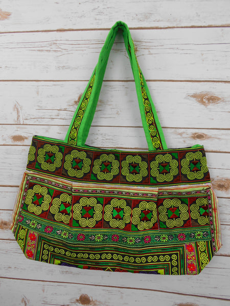BM-009 DIAMOND HMONG EMBROIDERED HILL TRIBE TOTE SHOULDER BAG