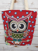 BR-003 HAPPY OWL FAMILY TOTE SHOULDER BAG IN RED