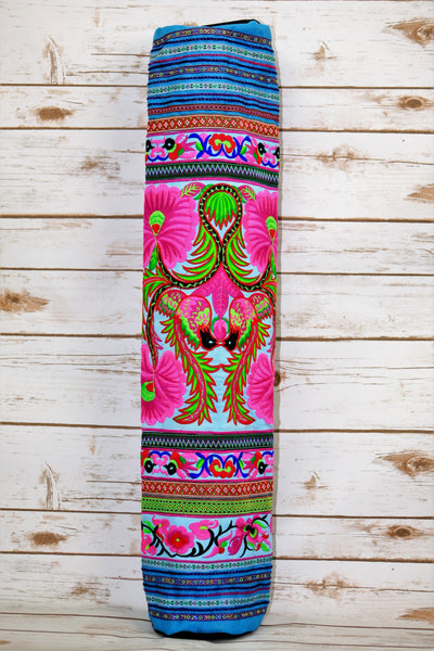 YB-001 BLUE FLOWER HMONG EMBROIDERED TRIBAL YOGA MAT BAG – Siriwan Boutique