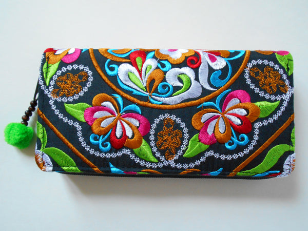 W-002 UNIQUE HMONG EMBROIDERED FABRIC WALLET